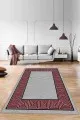 Bordo Salon Halısı Bordo Çerçeveli Kaymaz Taban Makinede Yıkanabilir Halı RV046