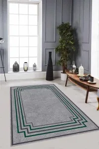 Yeşil Çerçeveli Kaymaz Taban Makinede Yıkanabilir Halı RV052 Yeşil Çerçeveli Kaymaz Taban Makinede Yıkanabilir Halı RV052