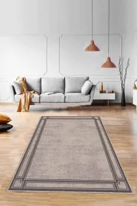 Bej Çerçeveli Kaymaz Tabanlı Makinede Yıkanabilir Halı RV055 Bej Çerçeveli Kaymaz Tabanlı Makinede Yıkanabilir Halı RV055