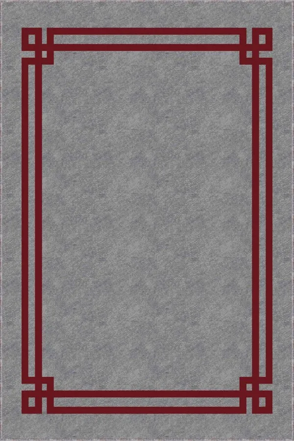 Bordo Çerçeveli Kaymaz Taban Makinede Yıkanabilir Halı RV058