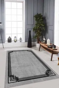 Gri Çerçeveli Kaymaz Tabanlı Makinede Yıkanabilir Halı RV073 Gri Çerçeveli Kaymaz Tabanlı Makinede Yıkanabilir Halı RV073