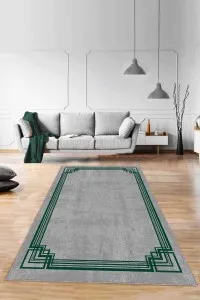 Yeşil Çerçeveli Kaymaz Taban Makinede Yıkanabilir Halı RV076 Yeşil Çerçeveli Kaymaz Taban Makinede Yıkanabilir Halı RV076