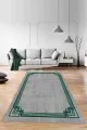 Salon Halısı Yeşil Yeşil Çerçeveli Kaymaz Taban Makinede Yıkanabilir Halı RV076