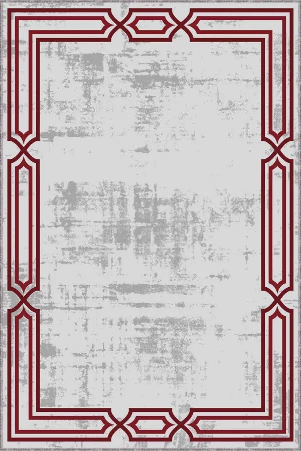 Bordo Salon Halısı Bordo Çerçeveli Kaymaz Taban Makinede Yıkanabilir Halı RV079