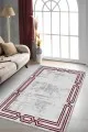 Bordo Salon Halısı Bordo Çerçeveli Kaymaz Taban Makinede Yıkanabilir Halı RV079