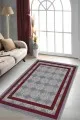 Bordo Salon Halısı Bordo Çerçeveli Kaymaz Taban Makinede Yıkanabilir Halı RV087