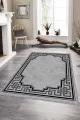 Gri Çerçeveli Kaymaz Tabanlı Makinede Yıkanabilir Halı RV089