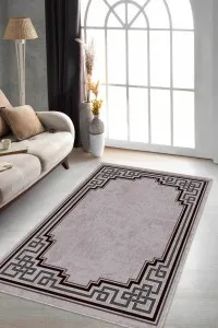 Bej Çerçeveli Kaymaz Tabanlı Makinede Yıkanabilir Halı RV091 Bej Çerçeveli Kaymaz Tabanlı Makinede Yıkanabilir Halı RV091