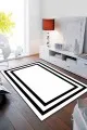 Çerçeveli Salon Halısı Siyah Beyaz Çerçeveli Kaymaz Tabanlı Dekoratif Halı RV098