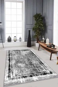 Gri Çerçeveli Kaymaz Tabanlı Makinede Yıkanabilir Halı RV103 Gri Çerçeveli Kaymaz Tabanlı Makinede Yıkanabilir Halı RV103