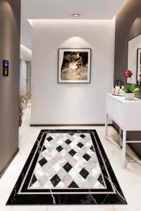 Pembe Geometrik Kaymaz Taban Makinede Yıkanabilir Halı RV141 Pembe Geometrik Kaymaz Taban Makinede Yıkanabilir Halı RV141