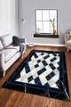 Lacivert Geometrik Kaymaz Tabanlı Dekoratif Halı RV142