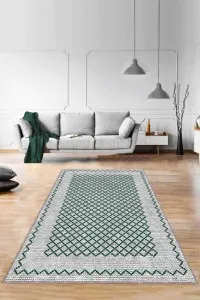 Yeşil Geometrik Kaymaz Taban Makinede Yıkanabilir Halı RV176 Yeşil Geometrik Kaymaz Taban Makinede Yıkanabilir Halı RV176
