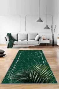 Yeşil Modern Klasik Kaymaz Tabanlı Dekoratif Halı RV188 Yeşil Modern Klasik Kaymaz Tabanlı Dekoratif Halı RV188