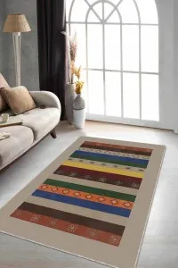 Çok Renkli Otantik Kaymaz Tabanlı Dekoratif Halı RV270 Çok Renkli Otantik Kaymaz Tabanlı Dekoratif Halı RV270