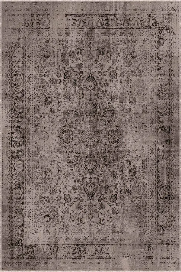 Vizon Salon Halısı Bej Vintage Kaymaz Tabanlı Makinede Yıkanabilir Halı RV278