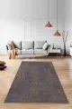 Antrasit Salon Halısı Antrasit Vintage Kaymaz Tabanlı Dekoratif Halı RV285