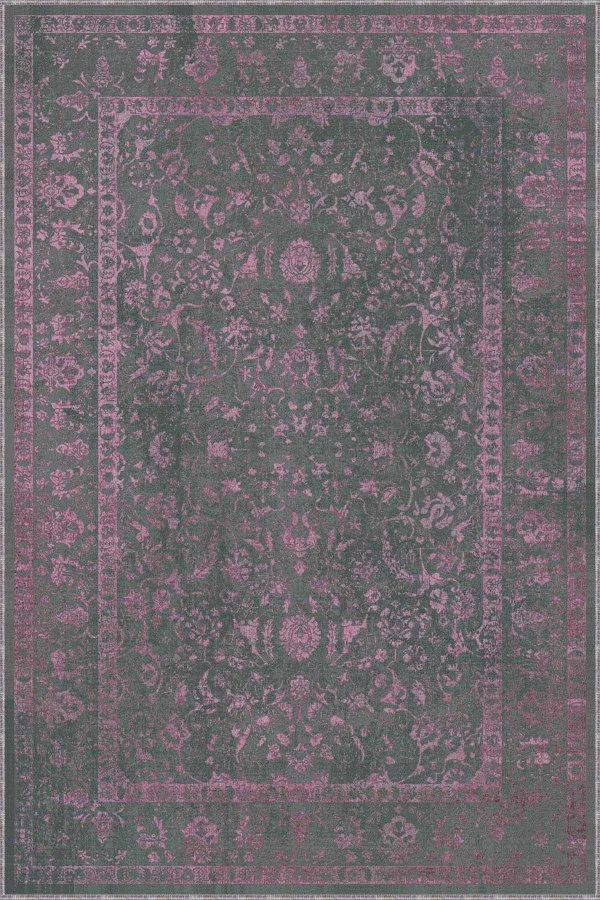 Pembe Vintage Kaymaz Tabanlı Makinede Yıkanabilir Halı RV286