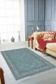 Turkuaz Salon Halısı Turkuaz Vintage Kaymaz Taban Makinede Yıkanabilir Halı RV290