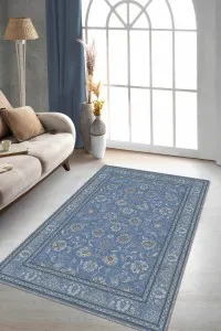 Mavi Vintage Kaymaz Tabanlı Makinede Yıkanabilir Halı RV291 Mavi Vintage Kaymaz Tabanlı Makinede Yıkanabilir Halı RV291