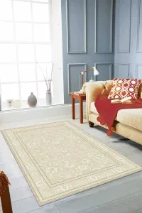 Krem Vintage Kaymaz Tabanlı Makinede Yıkanabilir Halı RV292 Krem Vintage Kaymaz Tabanlı Makinede Yıkanabilir Halı RV292