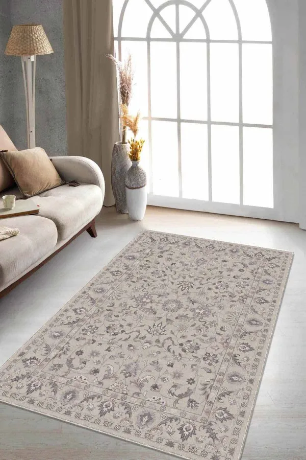 Şık Salon Halıları Toprak Vintage Kaymaz Taban Makinede Yıkanabilir Halı RV296