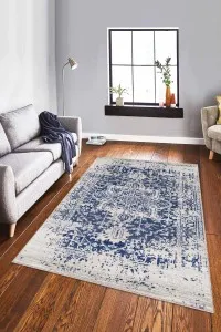 Mavi Vintage Kaymaz Tabanlı Makinede Yıkanabilir Halı RV297 Mavi Vintage Kaymaz Tabanlı Makinede Yıkanabilir Halı RV297