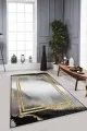 Siyah Gold Çerçeveli Kaymaz Tabanlı Dekoratif Halı RV354