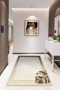 Bej Modern Klasik Kaymaz Tabanlı Dekoratif Halı RV356 Bej Modern Klasik Kaymaz Tabanlı Dekoratif Halı RV356