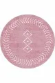 Pembe Moroccan Kaymaz Taban Yıkanabilir Yuvarlak Halı AR411