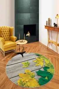 Yeşil Çınar 3D Kaymaz Tabanlı Hol Halısı Yuvarlak AR416 Yeşil Çınar 3D Kaymaz Tabanlı Hol Halısı Yuvarlak AR416