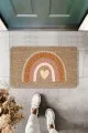 Kapı Paspas Çeşitleri Bej Modern Love Kalp Desenli Kapı Önü Paspası KP11