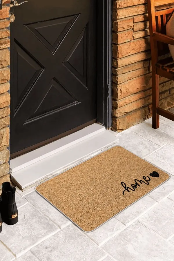 Yeni Yıl Baskılı Paspas Bej Home Desenli Kapı Önü Paspası KP20