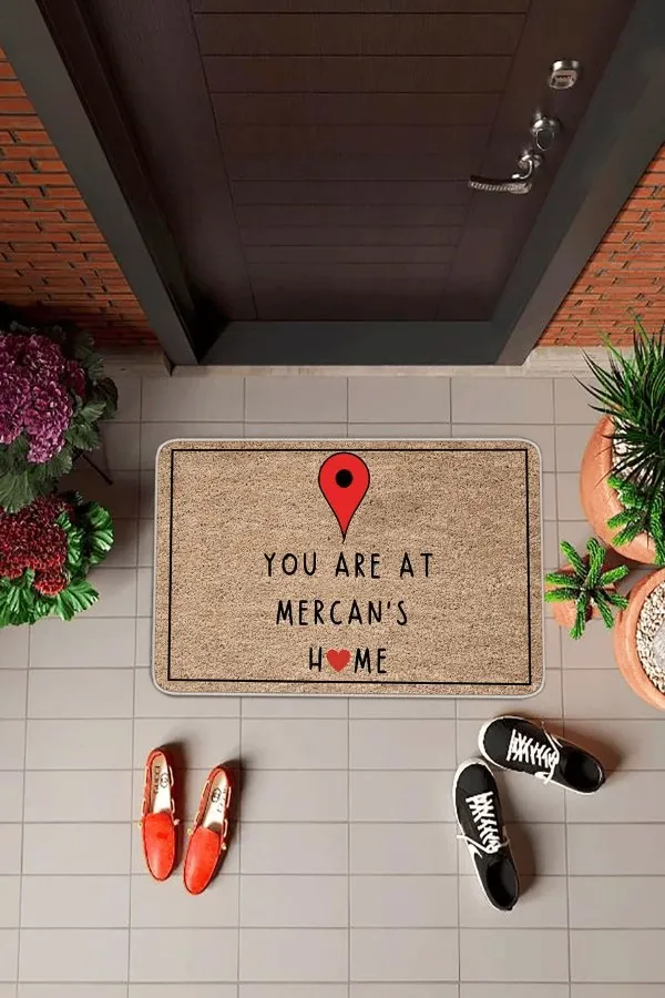 Kapı Önü Paspası Kırmızı Bej Home Sweet Kapı Önü Paspası KP26