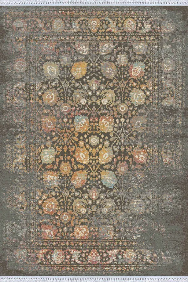 Kilim 140X200 Antrasit Modern Dokuma Pamuk Taban Kaymaz Kilim KLM003