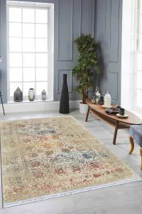 Krem Modern Dokuma Pamuk Tabanlı Kaymaz Kilim KLM004 Krem Modern Dokuma Pamuk Tabanlı Kaymaz Kilim KLM004