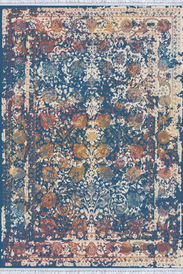 Kilim 6 M2 Lacivert Modern Dokuma Pamuk Taban Kaymaz Kilim KLM005
