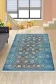 Kilim Yolluk Mavi Modern Dokuma Pamuk Tabanlı Kaymaz Kilim KLM006