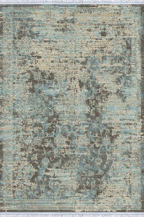 Modern Kilim Desenleri Mavi Modern Dokuma Pamuk Tabanlı Kaymaz Kilim KLM007