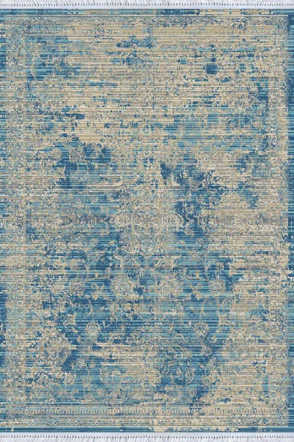 Modern Kilim Halı Mavi Modern Dokuma Pamuk Tabanlı Kaymaz Kilim KLM008