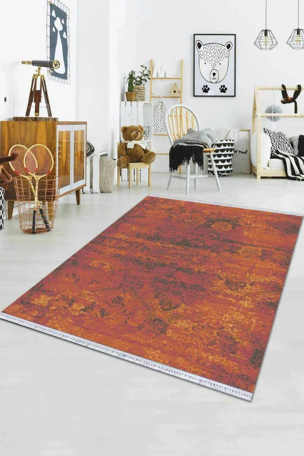 Yolluk Kilim Halı Taba Modern Dokuma Pamuk Tabanlı Kaymaz Kilim KLM013