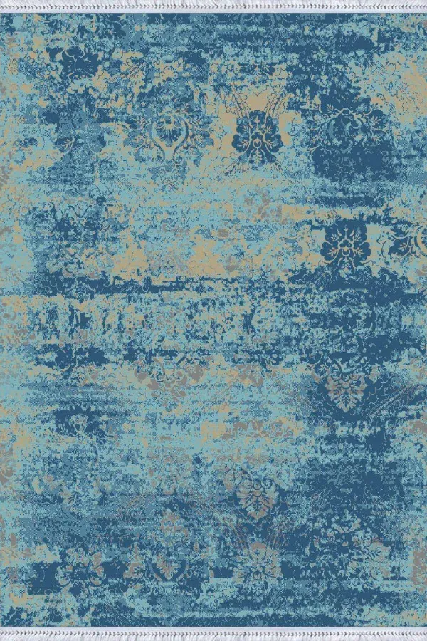 Kilim Yolluk 100X300 Mavi Modern Dokuma Pamuk Tabanlı Kaymaz Kilim KLM014