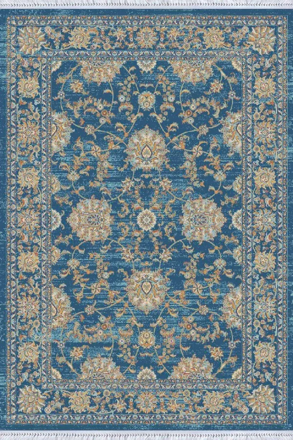 Kilim Yolluk 100X400 Mavi Modern Dokuma Pamuk Tabanlı Kaymaz Kilim KLM017