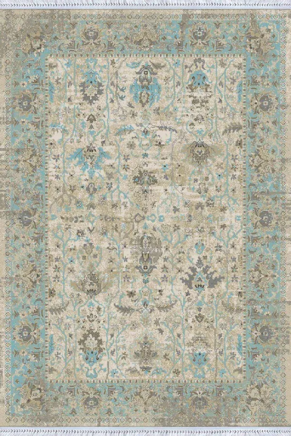 Kilim Yolluk Fiyatları Mavi Çerçeveli Dokuma Pamuk Taban Kaymaz Kilim KLM018