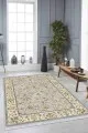 Mozaik Kilim Desen Yeşil Çerçeveli Dokuma Pamuk Taban Kaymaz Kilim KLM021