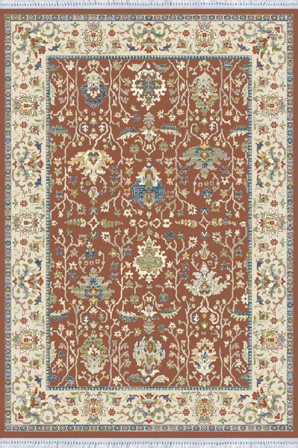 Kaymaz Taban Kilim Modelleri Kiremit Çerçeveli Dokuma Pamuk Taban Kaymaz Kilim KLM022