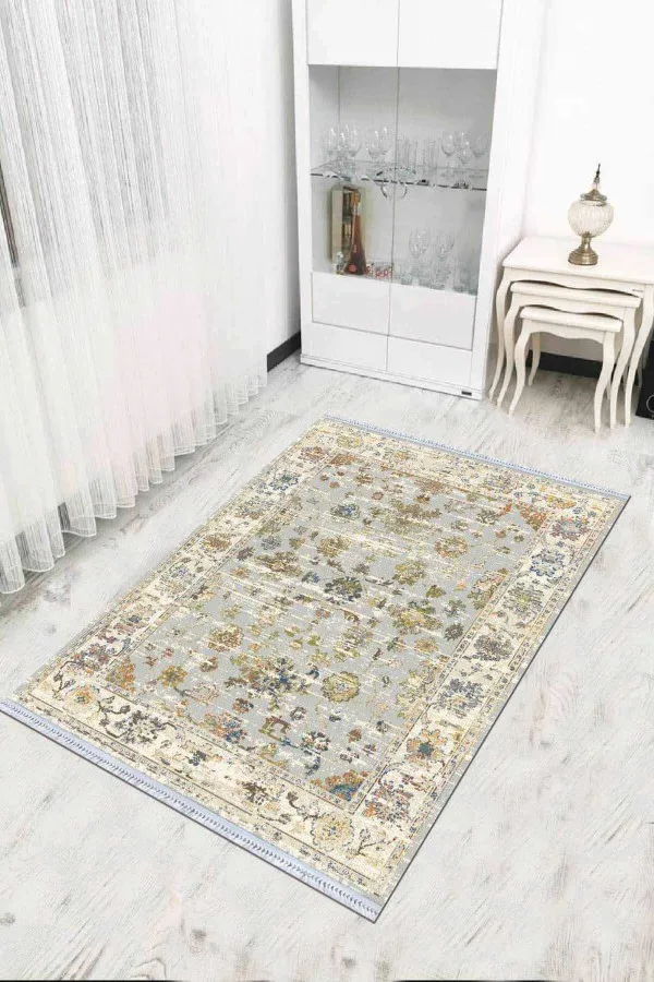 Yikanabilir Mutfak Kilimi Yeşil Modern Dokuma Pamuk Tabanlı Kaymaz Kilim KLM034