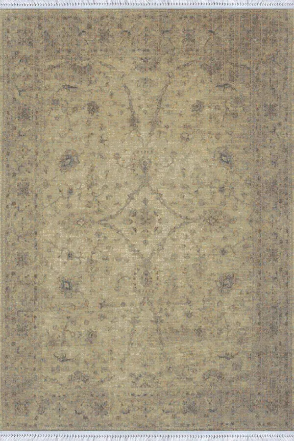 100X200 Kilim Bej Modern Dokuma Pamuk Tabanlı Kaymaz Kilim KLM043