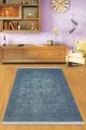 Kilim Yolluk 4 Metre Mavi Modern Dokuma Pamuk Tabanlı Kaymaz Kilim KLM045