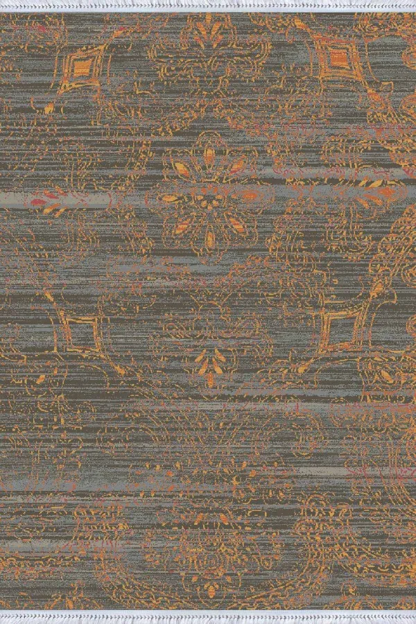 Yıkanabilir Kilimler Turuncu Modern Dokuma Pamuk Taban Kaymaz Kilim KLM046